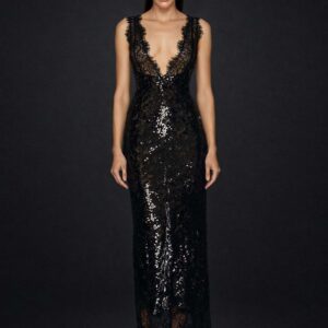 Lace V-Neck Elegant Maxi Dress