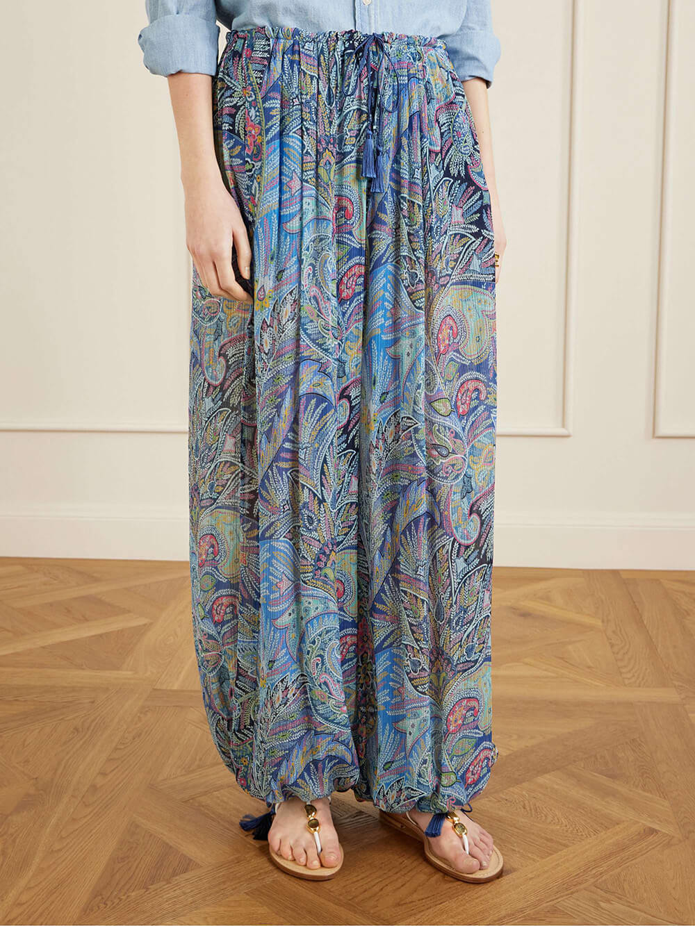 Printed Wide-Leg Pants