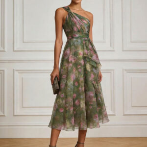 Printed Floral Elegant Midi Dress