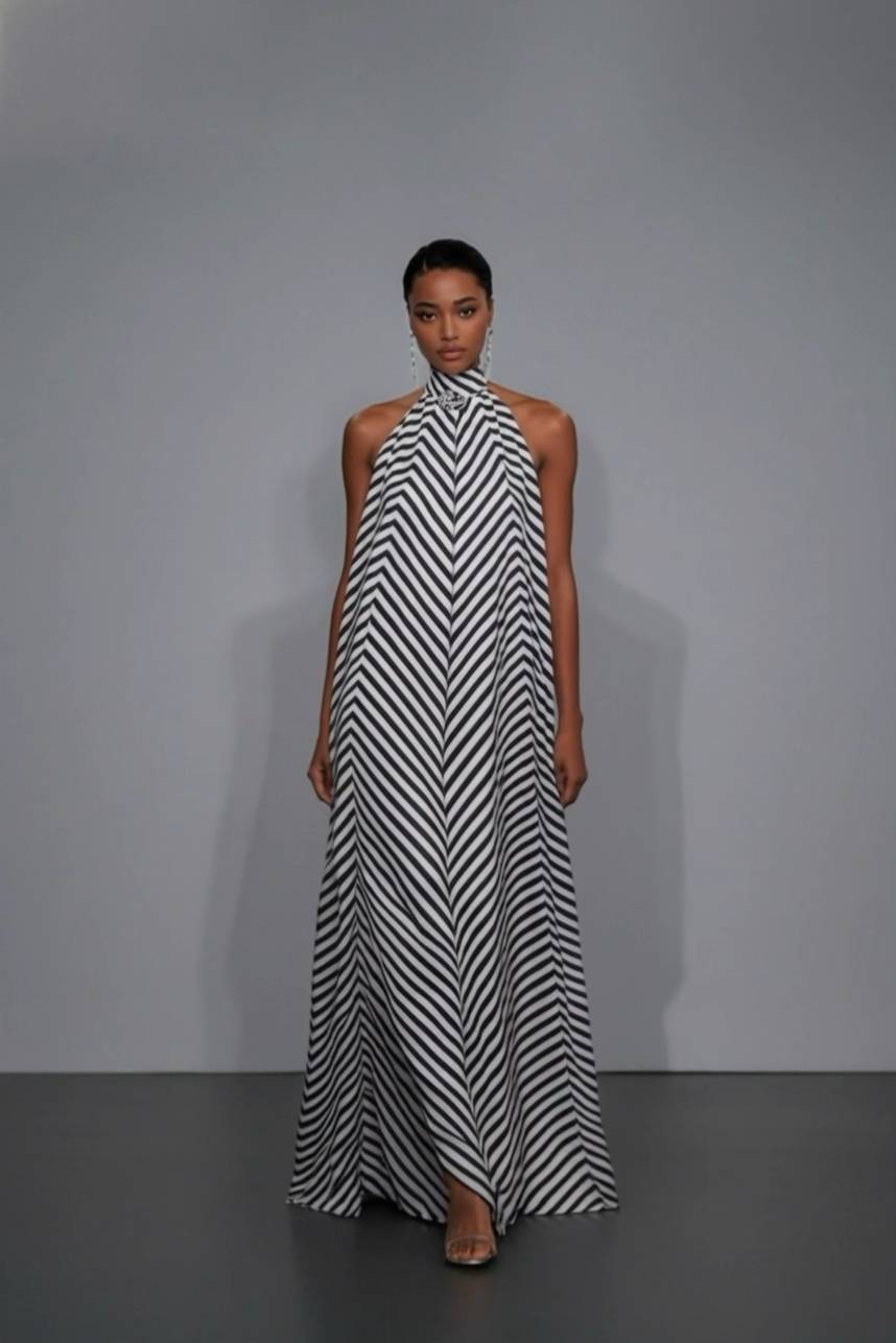 Printed Striped Maxi Dress